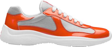 Prada Patent Orange & Silver 'Americas Cup' Sneakers.